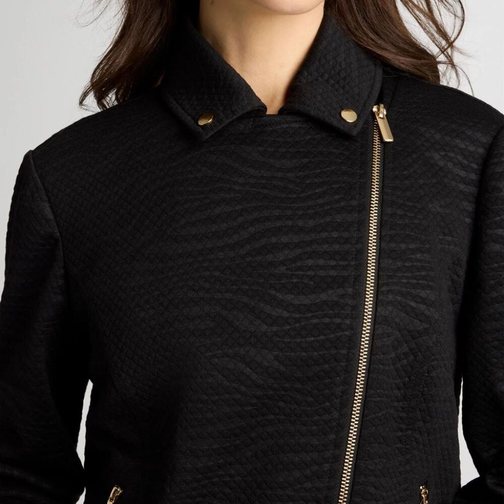 Chico's Embossed Knit Moto Jacket